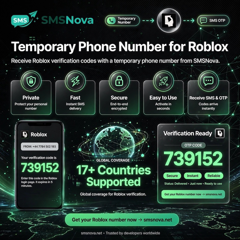 Temporary phone number Roblox