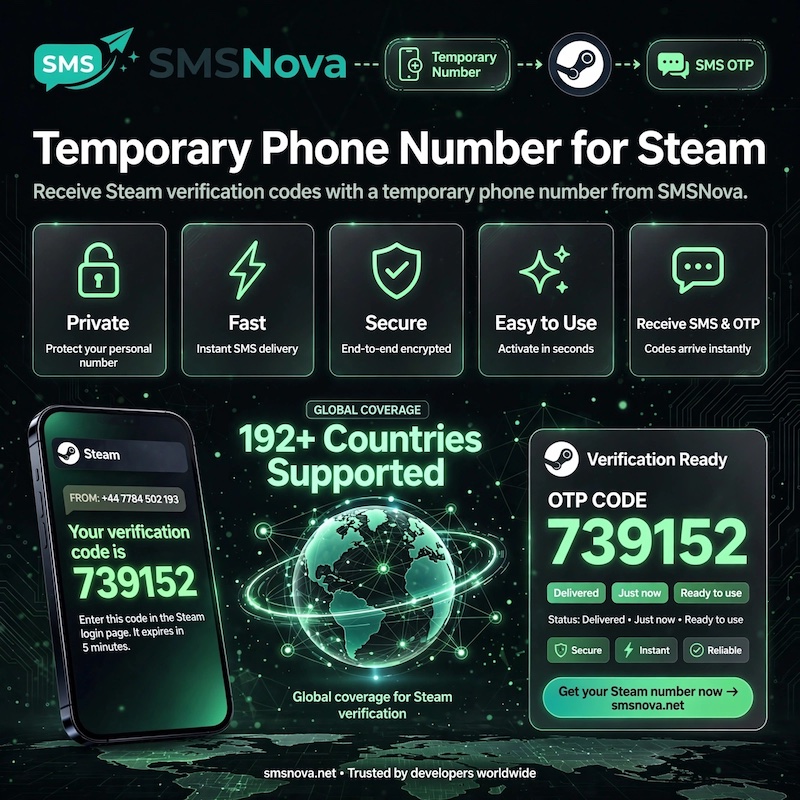 Temporary phone number Steam