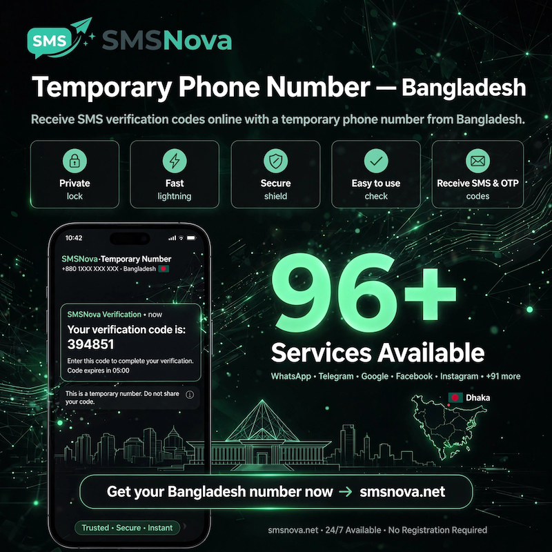Bangladesh 1 Temporary phone number Bangladesh