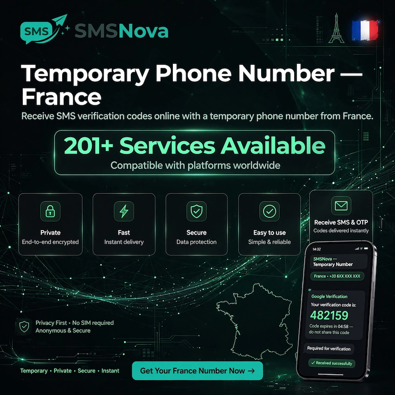 France 1 Temporary phone number France