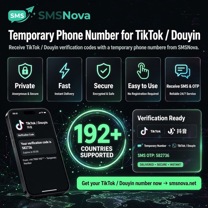 Tiktok / Douyin 1 Temporary phone number Tiktok / Douyin